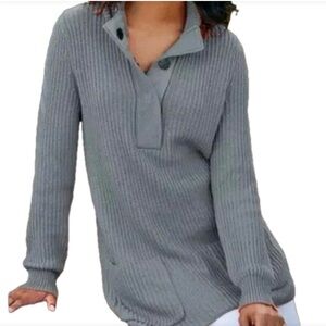 Soft Surroundings Gray Long Line Chunky Knit Sweater Size XS.